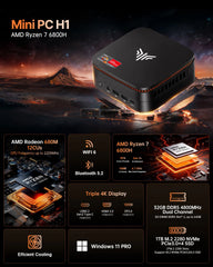 NiPoGi H1 AMD Ryzen™ 7 6800H Mini PC