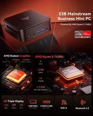 NiPoGi E3B AMD Ryzen™ 5 7430U Mini PC