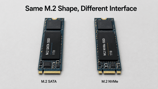 M.2 SATA SSD vs M.2 NVMe SSD showing the difference between the two interfaces