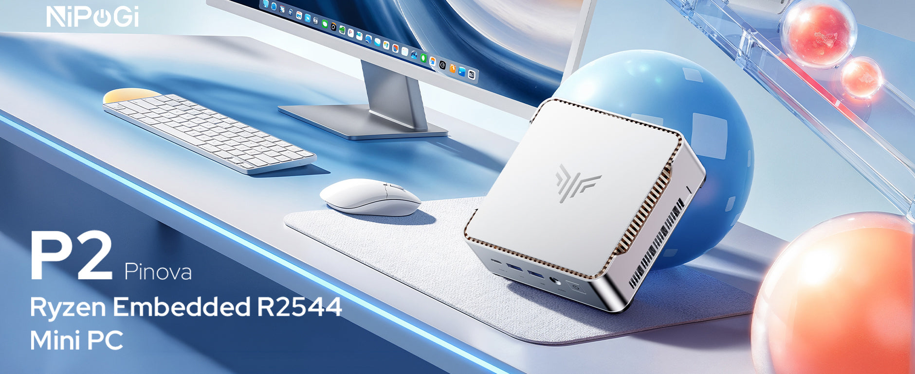 NiPoGi P2 Ryzen Mini PC | Triple 4K Display・Windows 11 Pro・Dual