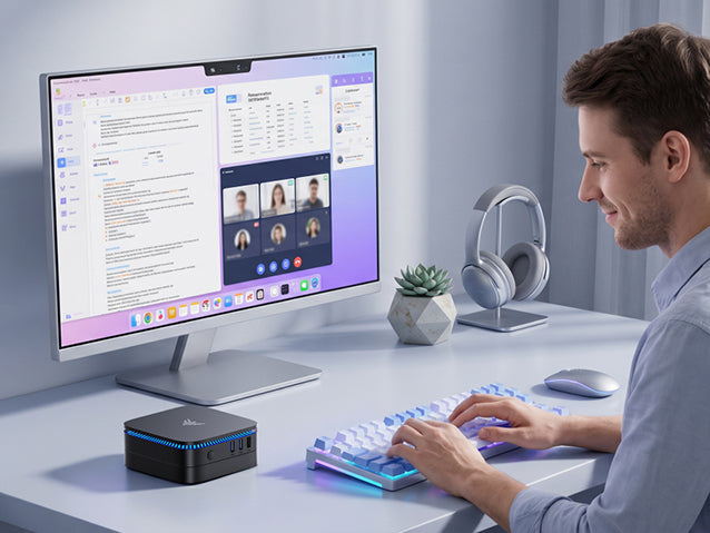 NiPoGi AK1 Plus Mini PC | Intel N97/N95・Dual HDMI・4K Display
