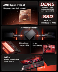NIPOGI S16 AMD Ryzen 7 H255 Laptop