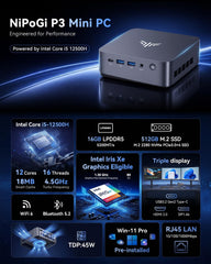 NiPoGi P3 Intel® Core™ i5-12500H Mini PC