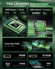 NiPoGi LX15 PRO AMD Ryzen 7 5825U 15.6" Laptop