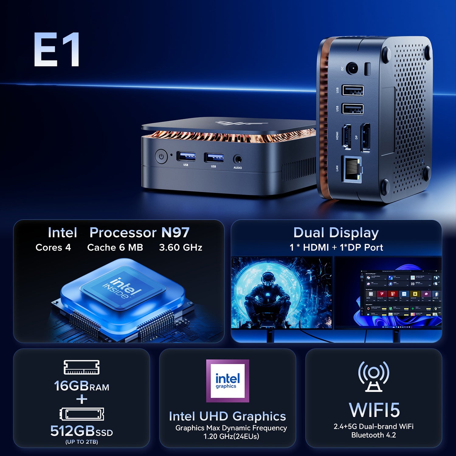 NiPoGi E1 Alder Lake-N N97 Mini PC