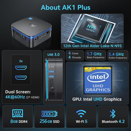NiPoGi AK1 Plus Intel Alder Lake-N N95/N97 Mini PC
